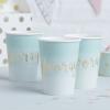 Mint & Gold Foiled Hooray Paper Cups - 8 Pack