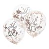 Hello 40 Rose Gold Confetti Balloons - 5 Pack