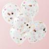 Rose Gold Floral Confetti Balloons - 5 Pack