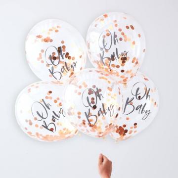 Rose Gold Oh Baby! Shower Confetti Balloons - 5 Pack