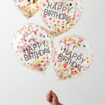 Happy Birthday Rainbow Confetti Balloons - 5 Pack