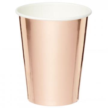 Metallic Rose Gold Cups 250ml - 8 Pack