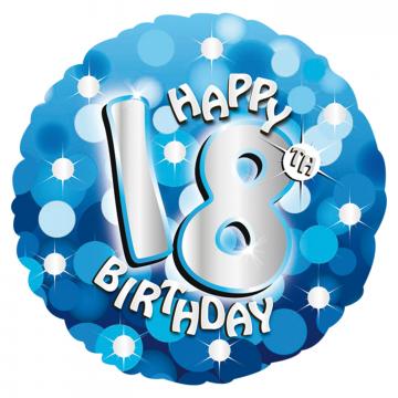 Blue Happy 18th Birthday Foil Balloons - 18"