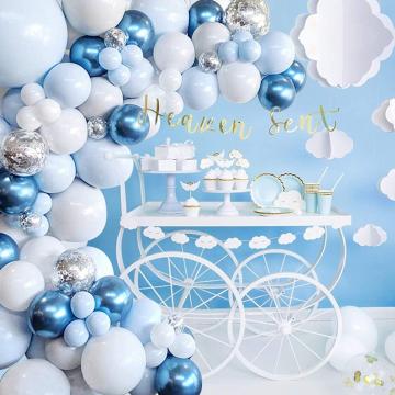Blue, White And Silver Balloons Garland & Arch Kit - 104 Pcs