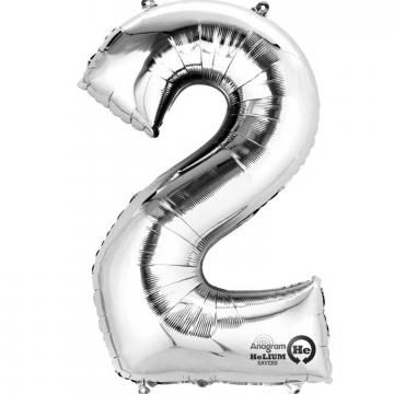 16” Number 2 Silver Air Fill Balloon