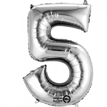 16” Number 5 Silver Air Fill Balloon