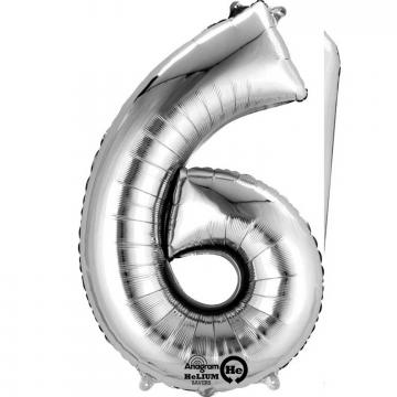16” Number 6 Silver Air Fill Balloon
