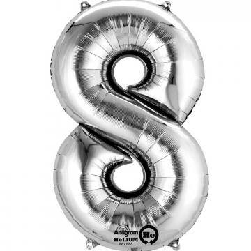 16” Number 8 Silver Air Fill Balloon