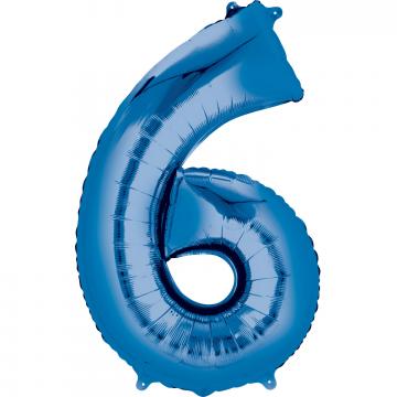 16” Number 6 Blue Air Fill Balloon