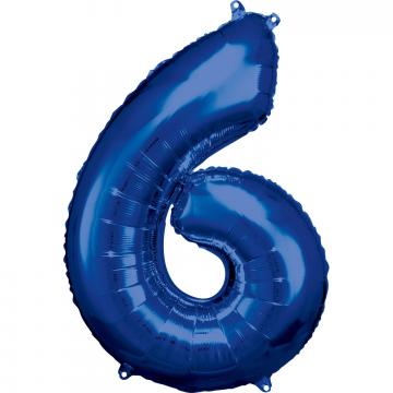 33'' Blue Numbered Foil Balloon #6