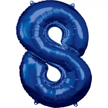 33'' Blue Numbered Foil Balloon #8