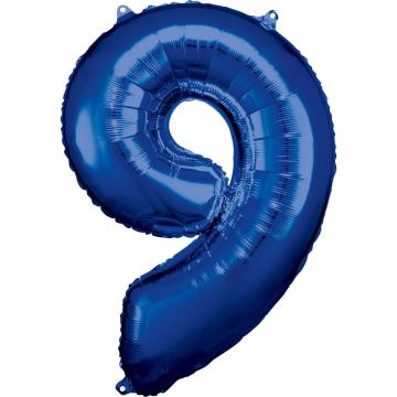 33'' Blue Numbered Foil Balloon #9
