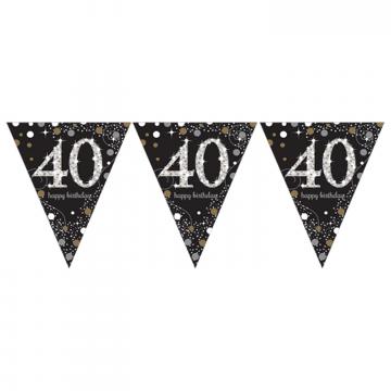 Gold Sparkling 40th Birthday Bunting