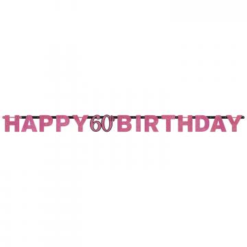 Pink Sparkling 60th Birthday Banners - 1.8m