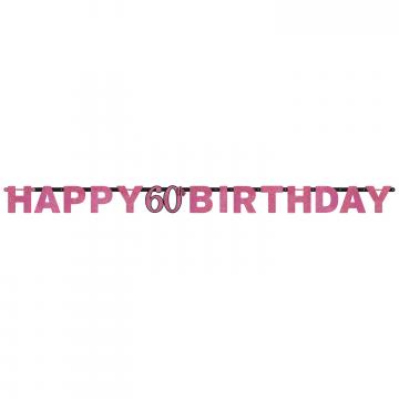Pink Sparkling 60th Birthday Banners - 1.8m