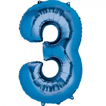 16'' Number 3 Blue Air Fill Balloon