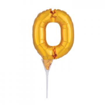 Number 0 Gold Micro Foil Balloon - 6"