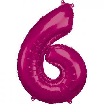 33'' Number 6 Pink Air Fill Balloon