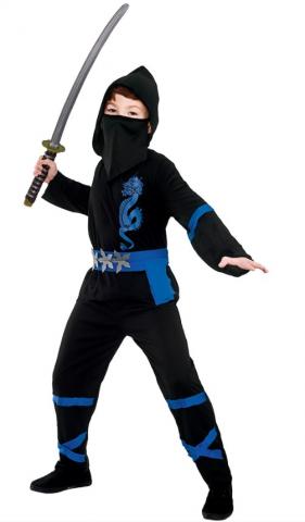 Black And Blue Power Ninja Costume - Teen