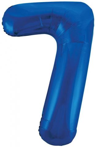 34'' Blue Numbered Foil Balloon #7