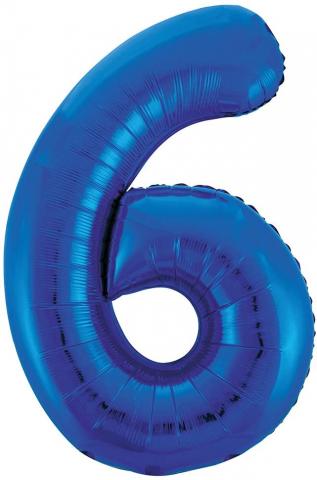 34'' Blue Numbered Foil Balloon #6