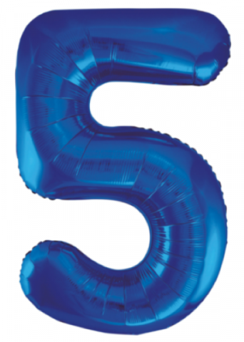34'' Blue Numbered Foil Balloon #5