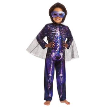 Purple Skeleton & Cape Costume - Tween