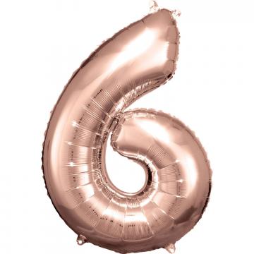 33" Rose Gold Numbered Foil Balloon #6