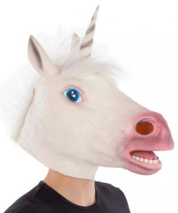 White Unicorn Latex Horse Mask