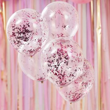Pink Confetti Balloons - 5 Pack