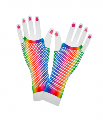 Long 80's Net Gloves - Rainbow
