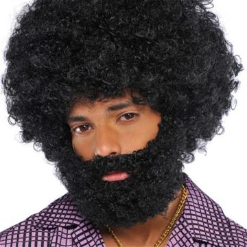 Afro Beard and Moustache - Black