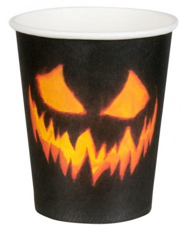 Set 10 Paper Cups Creepy Pumpkin (21 cl)
