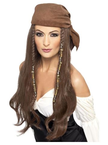 Brown Pirate Wig And Bandana