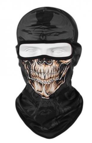 Black Skull Print Balaclava
