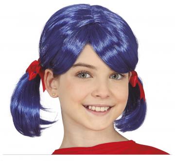 Kids Blue Wig With Pigtails
