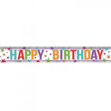 Happy Birthday Holographic Foil Banner - 2.7m