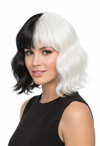 Black And White Wig With Fringe