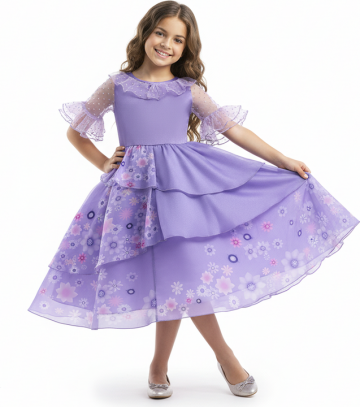 Lilac Floral Dress - Kids