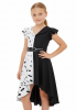 Black and White Spotted Pattern Dress - Kids