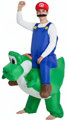 Inflatable Carry Me Green Dinosaur Costume