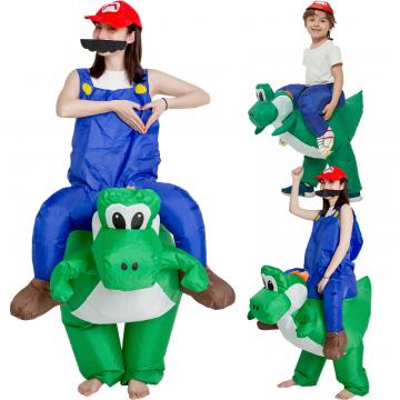 Inflatable Carry Me Green Dinosaur Costume