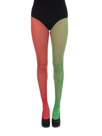 Green & Red Fishnet Tights