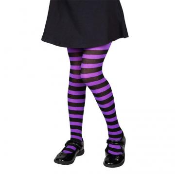 Kids Candystripe Tights - Purple & Black