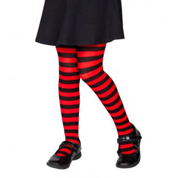 Kids Candy Stripe Tights - Red & Black