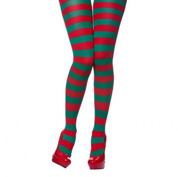 Ladies Red & Green Candystripe Tights