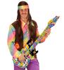 male hippie holding groovy inflatable guitar