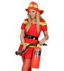 female firefighter with Inflatable Fire Extinguisher
