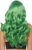 Long Wavy Wig with Bangs  Green - Back View