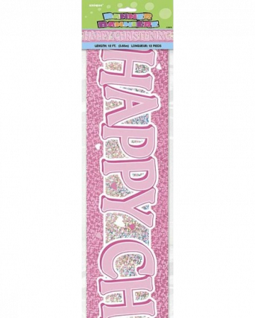 Pink Christening Banner